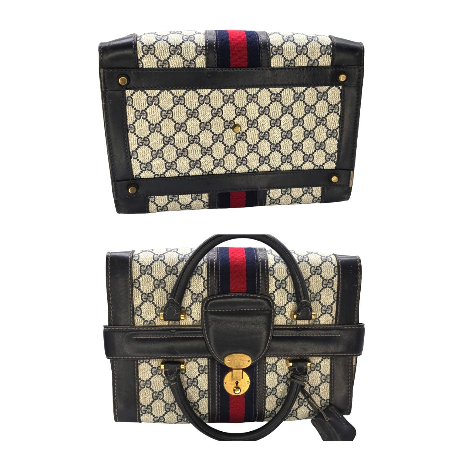 Gucci Vintage 3-lock Train Case Travel Bag Luggage 2