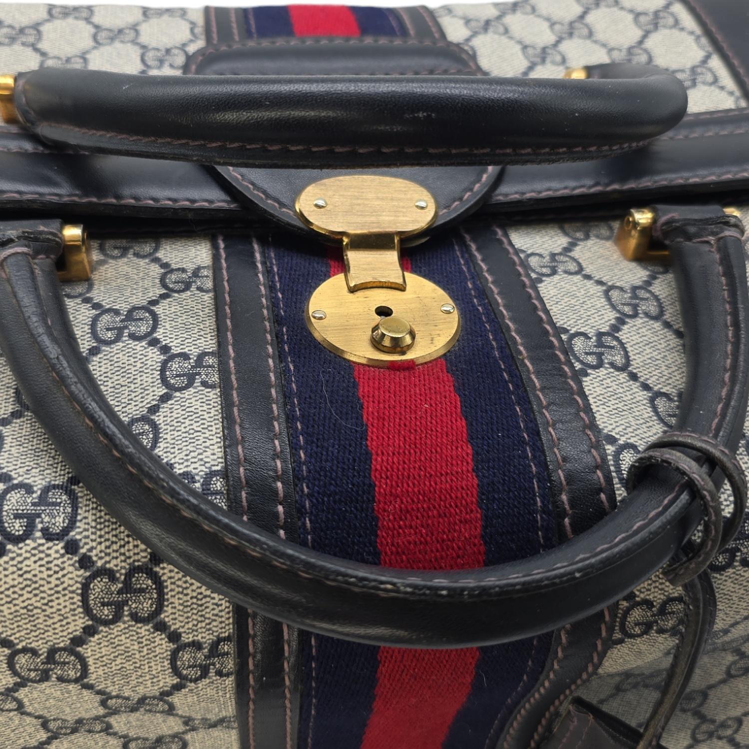 Gucci Vintage 3-lock Train Case Travel Bag Luggage For Sale 5