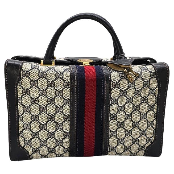Gucci Vintage 3-lock Train Case Travel Bag Luggage en vente