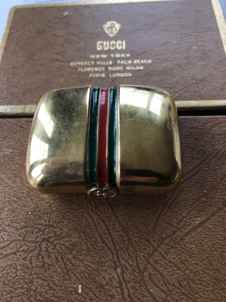 Gucci Vintage 70's Enamel Stripe Pillbox in Original Gucci Box at 1stDibs
