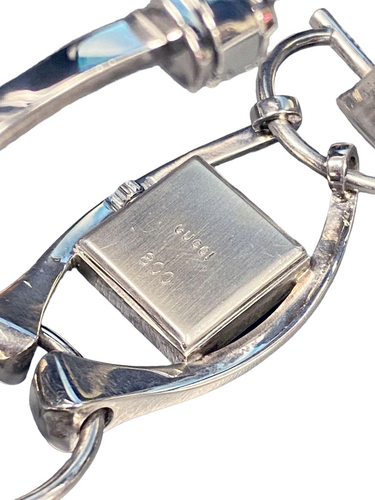 Gucci Vintage 800 Silver Horse Bit Bracelet Wrist Watch For Sale 