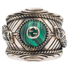 Gucci Vintage 925 Sterling Silver Garden Cocktail Ring