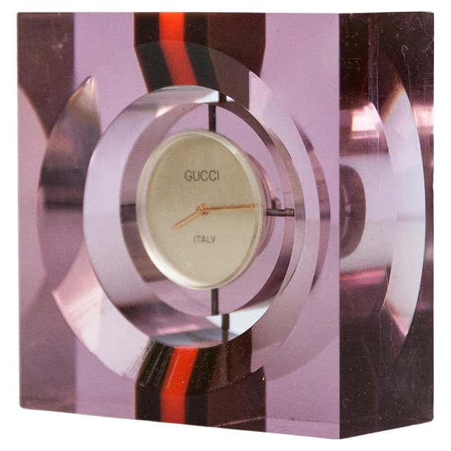 Smoked Acrylic Standing Clock By Design Group at 1stDibs