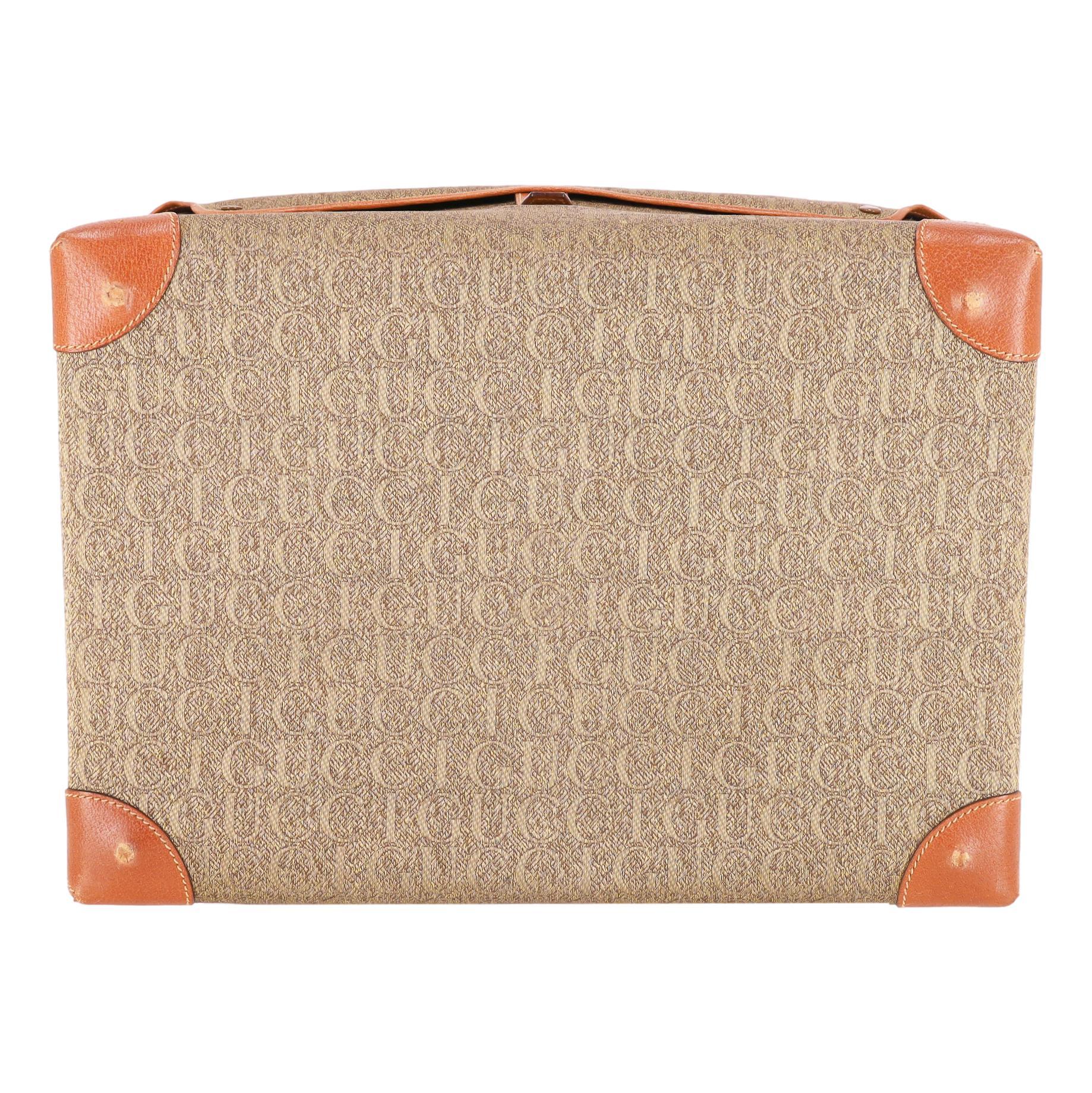 Gucci Vintage All-Over 'Gucci' Logo Canvas Kosmetikkoffer Damen im Angebot