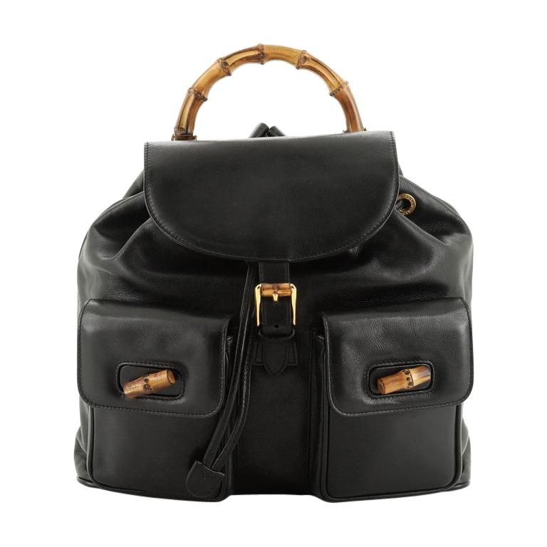 Gucci Vintage Bamboo Backpack Leather Medium For Sale at 1stdibs