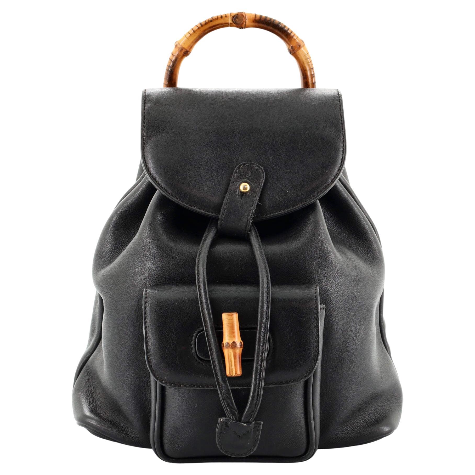 Gucci Nylon Bamboo 867648 Black Patent Leather Backpack For Sale at 1stDibs