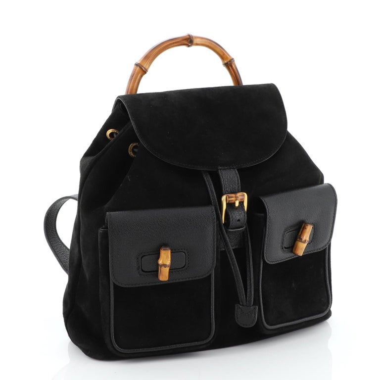 Gucci Vintage Bamboo Backpack Suede Medium at 1stdibs