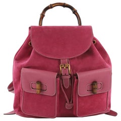 Gucci Vintage Bamboo Backpack Suede Medium