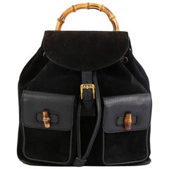 Gucci Vintage Bamboo Backpack Suede Medium