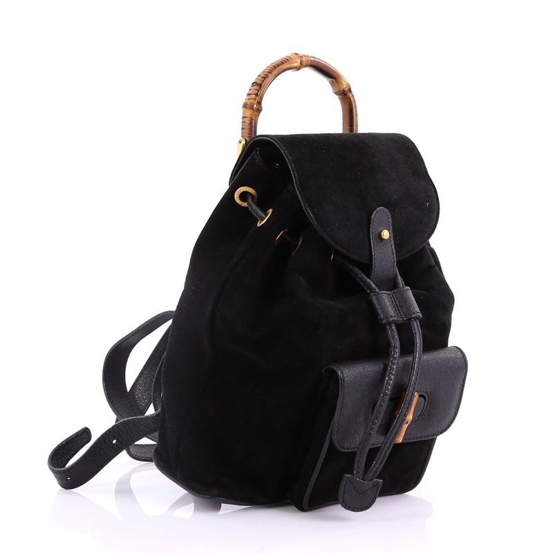 Gucci Vintage Bamboo Backpack Suede Mini (Schwarz)