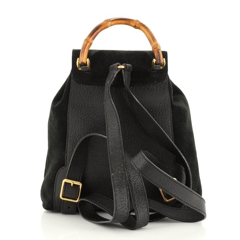 Black Gucci Vintage Bamboo Backpack Suede Mini