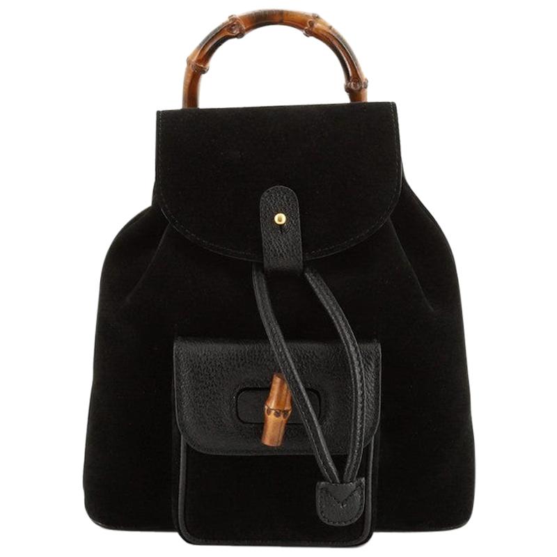 Gucci Vintage Bamboo Backpack Suede Mini
