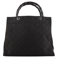 Gucci Vintage Bamboo Handle Tote GG Nylon Medium