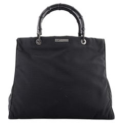 Gucci Vintage Bamboo Handle Tote GG Nylon Medium