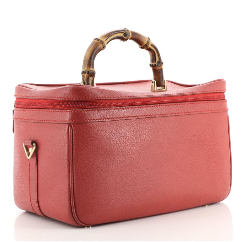 Gucci Vintage Bamboo Vanity Case Leather Medium at 1stDibs