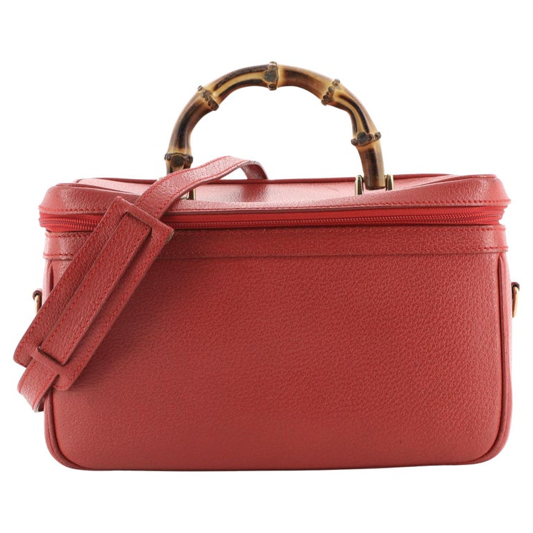 Gucci Vintage Bamboo Vanity Case Leather Medium at 1stDibs