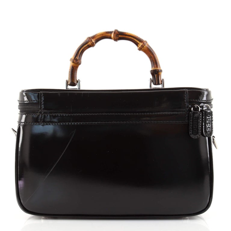 Gucci Vintage Bamboo Vanity Case Patent Medium at 1stDibs