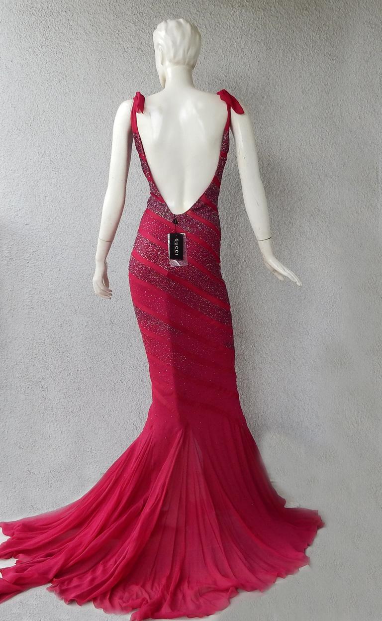 Gucci Vintage Beaded Evening Dress Gown   NWT For Sale 1
