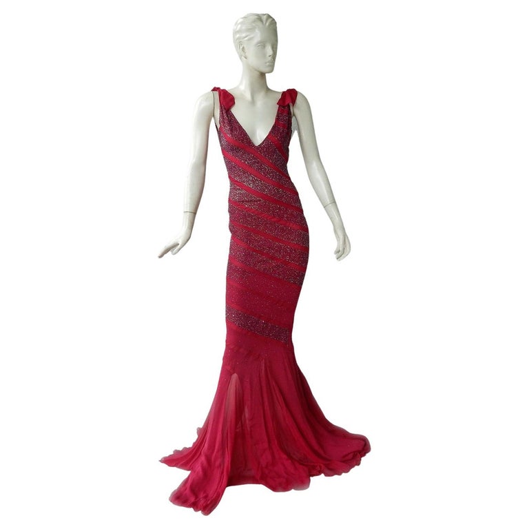 Gucci Vintage Beaded Evening Dress Gown NWT For Sale at 1stDibs