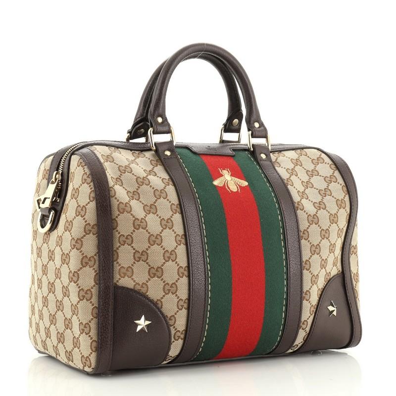 Gucci Vintage Bee Web Boston Bag GG Canvas Medium at 1stDibs | gucci ...