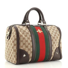 Gucci Vintage Bee Web Boston Tasche GG Canvas Medium