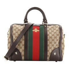 Gucci Vintage Bee Web Boston Bag GG Canvas Medium