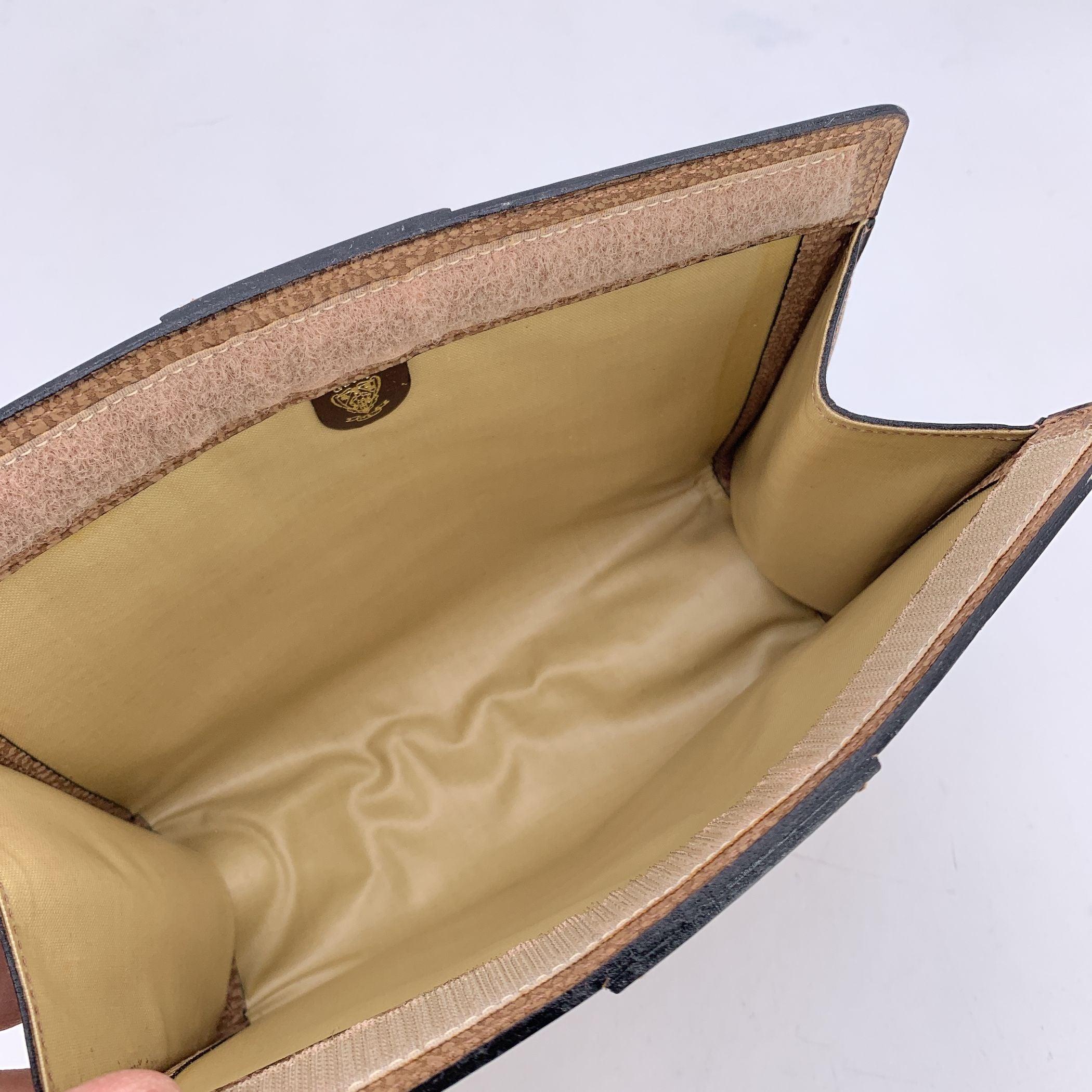Gucci Vintage Beige Brown Leather Cosmetic Bag Clutch Pouch For Sale 1