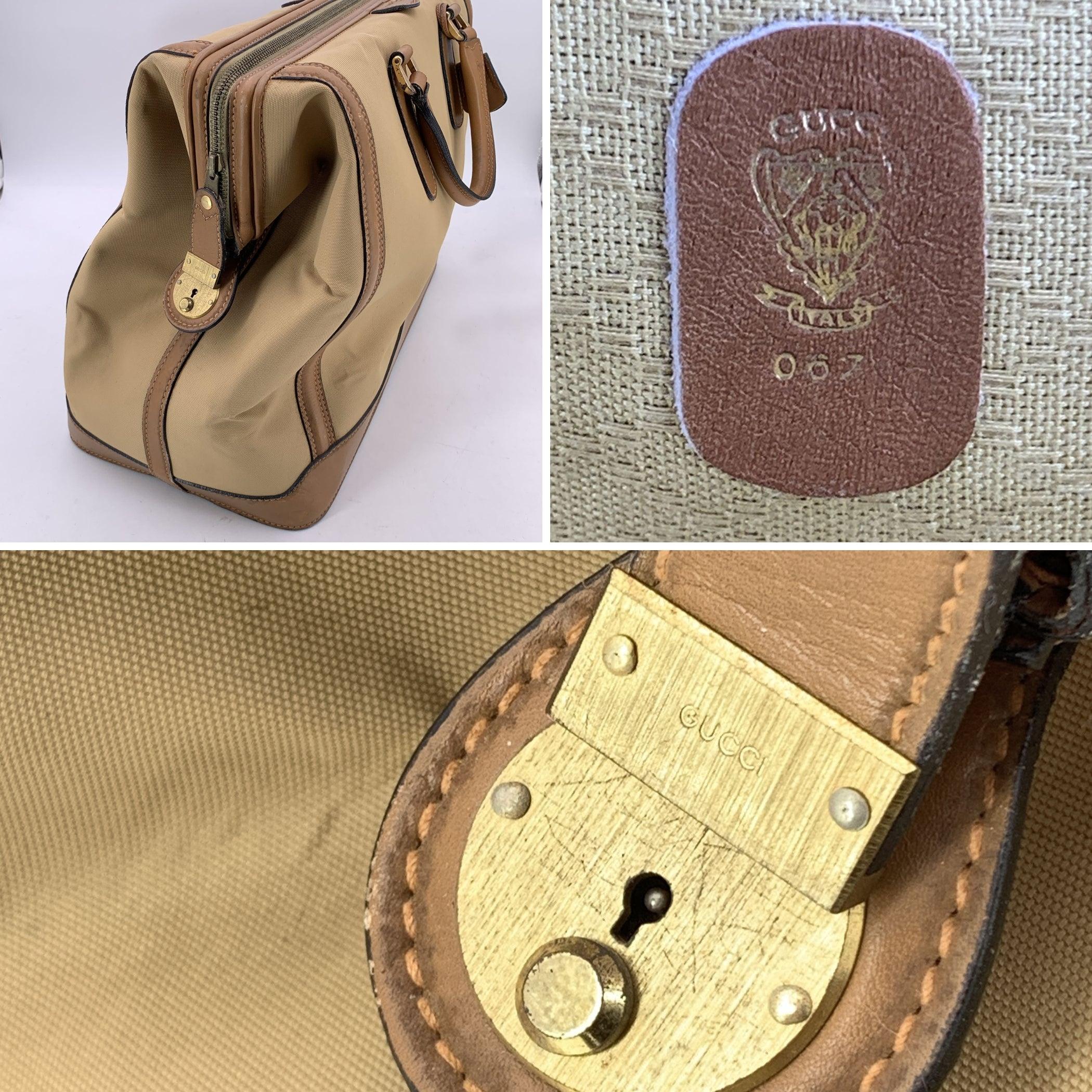Sac de voyage de week-end Gucci Vintage By en toile et cuir Bon état - En vente à Rome, Rome