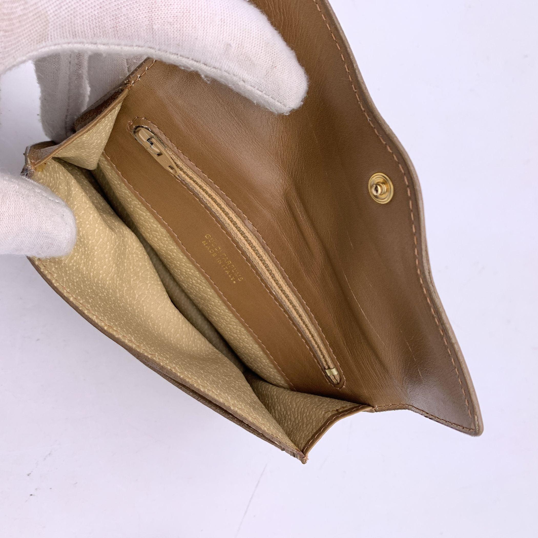 Women's or Men's Gucci Vintage Beige Canvas Small Flap Wallet Coin Purse with Stripes
