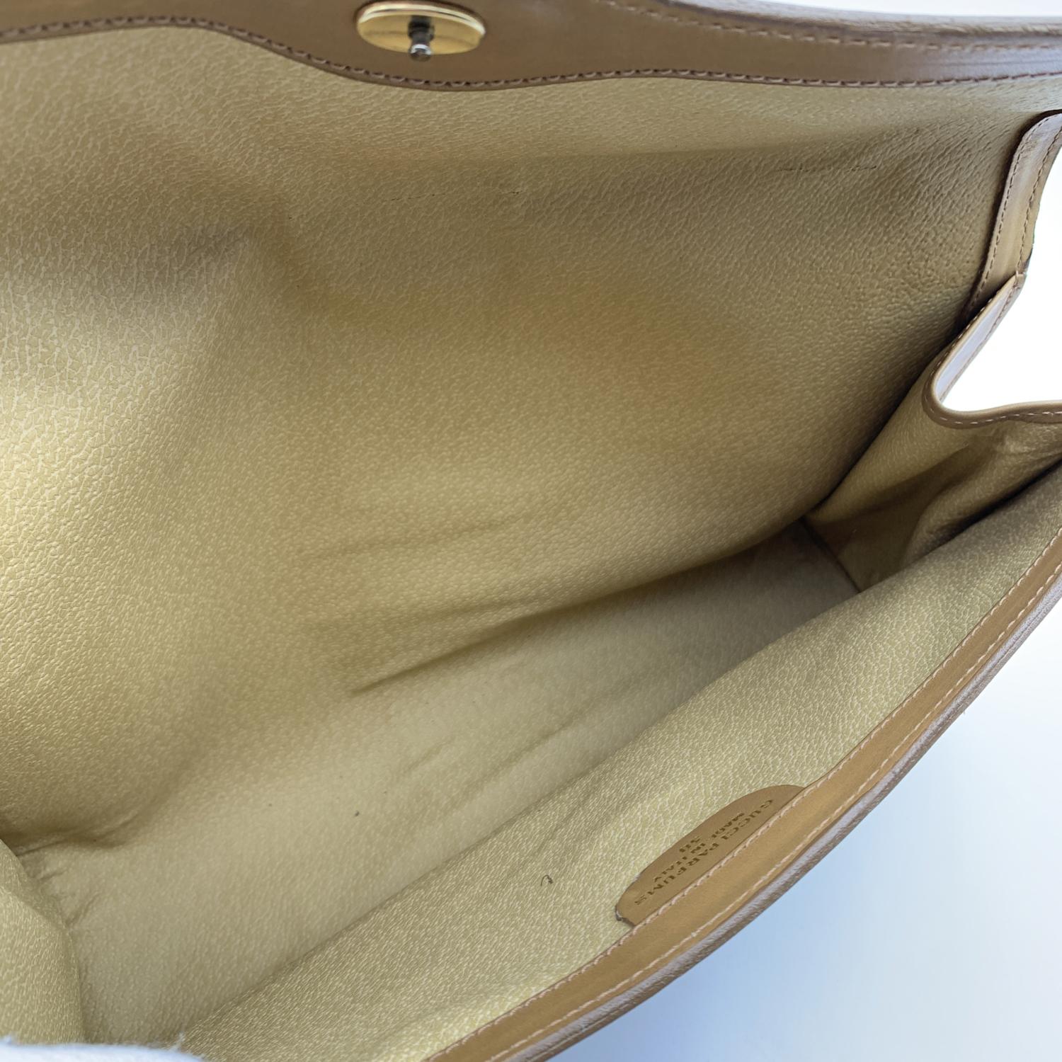 Gucci Vintage Beige Canvas Web Flap Cosmetic Bag Clutch Handbag 4