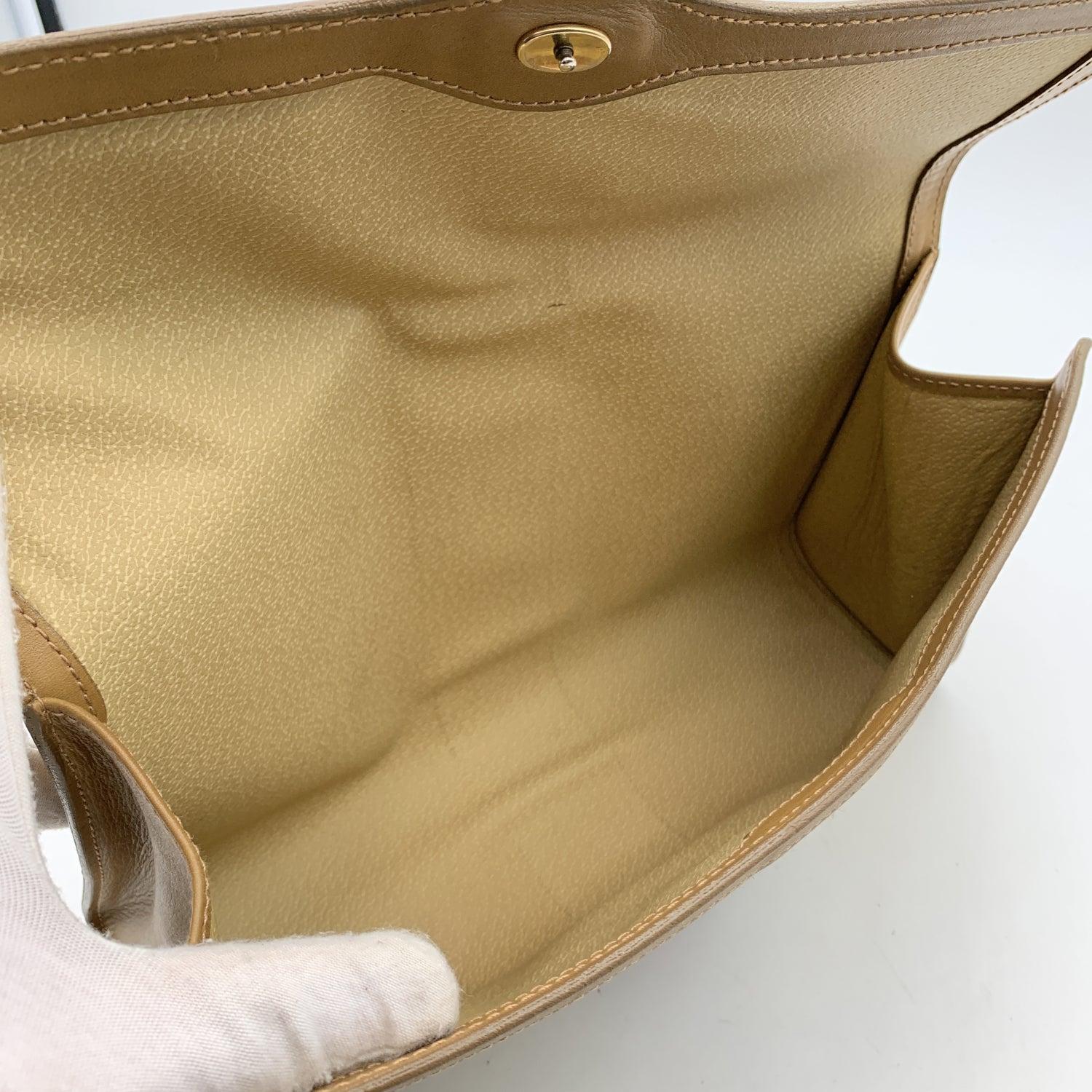Gucci Vintage Beige Canvas Web Ophidia Cosmetic Bag Clutch Handbag 1