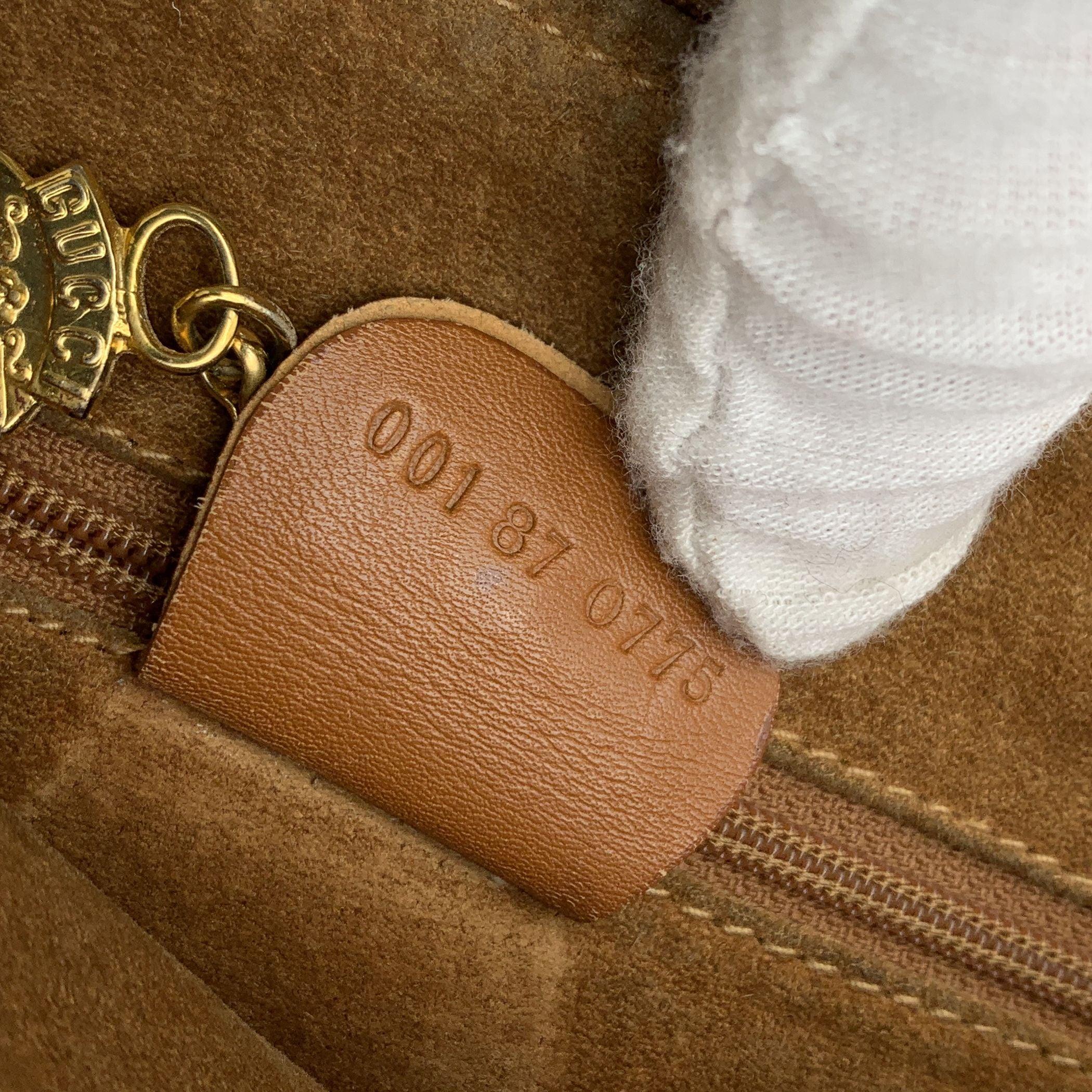 Gucci Vintage Beige Embossed Leather Shoulder Bag with Bamboo 3