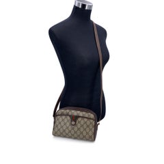 Gucci Vintage Beige GG Monogram Canvas Messenger Crossbody Bag