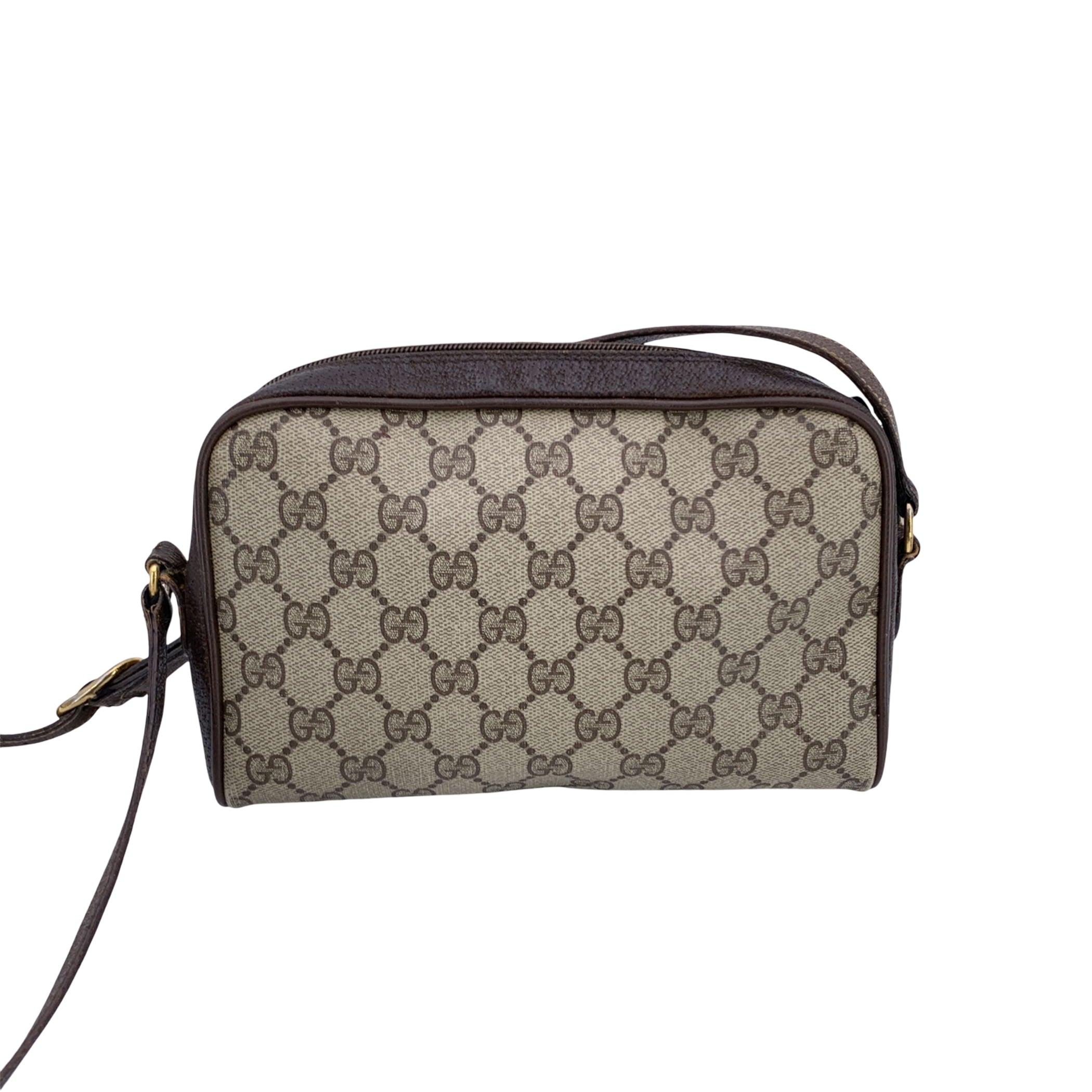 Gucci Vintage Beige GG Monogram Canvas Messenger Crossbody Bag en Bueno estado para la venta en Rome, Rome