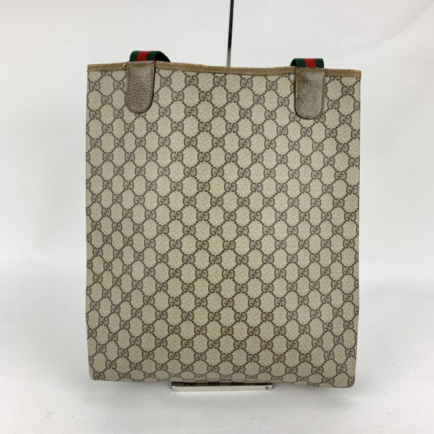 Gucci Vintage Beige GG Monogram Canvas Shopping Bag Tote 2