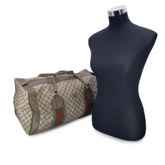 Gucci Vintage Beige GG Monogramm Segeltuch Web Duffle Reisetasche