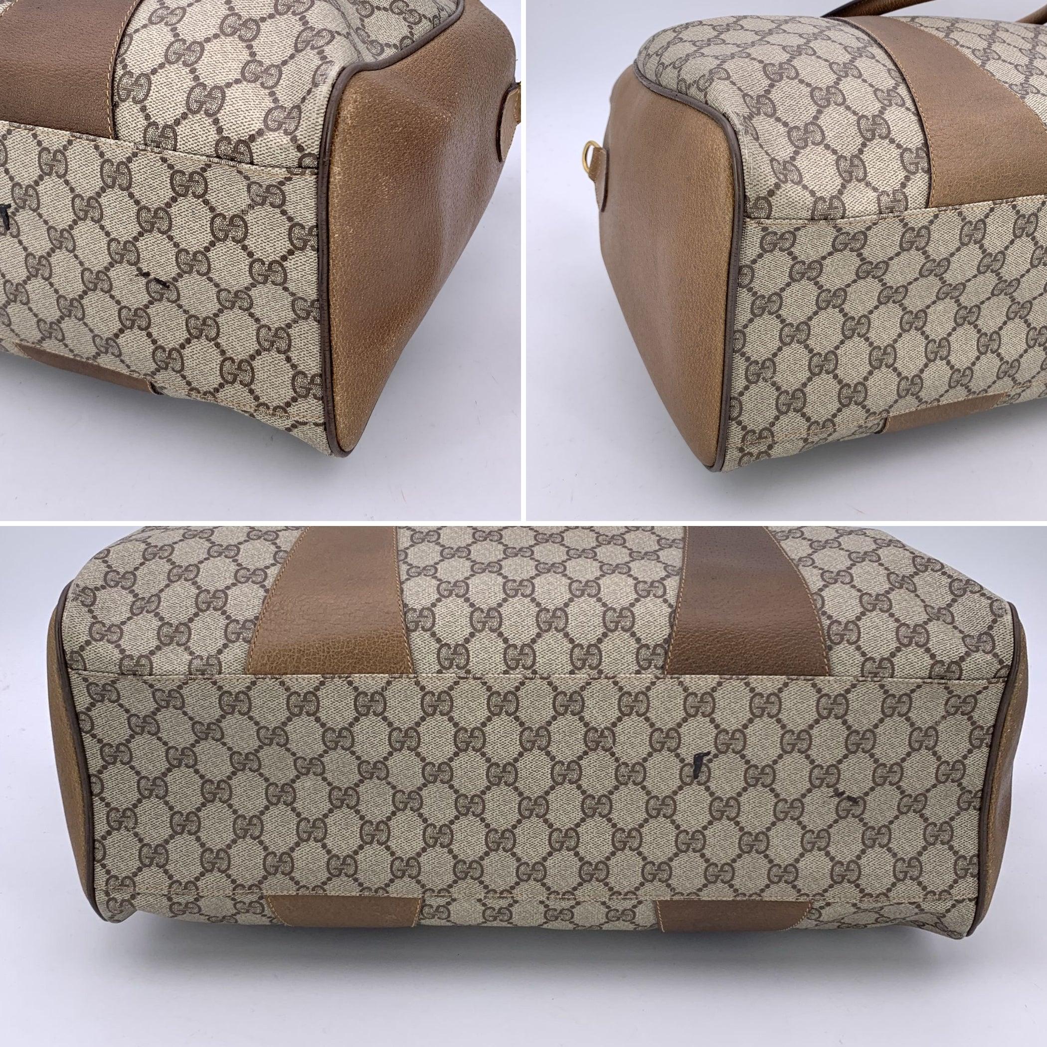 Women's or Men's Gucci Vintage Beige GG Monogram Canvas Web Duffle Travel Bag