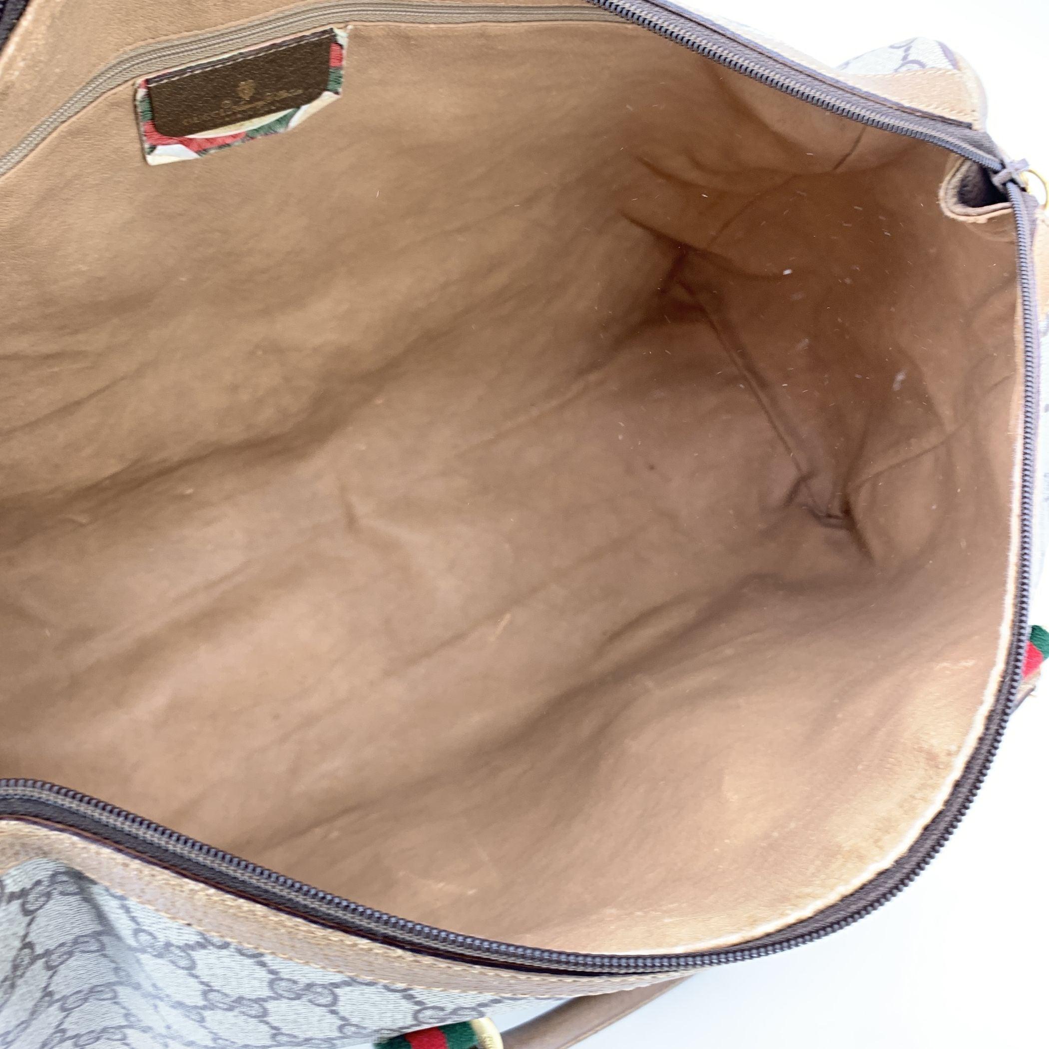 Gucci Vintage Beige GG Monogram Canvas Web Duffle Travel Bag 1