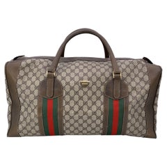 Gucci Vintage Beige GG Monogramm Segeltuch Web Duffle Reisetasche