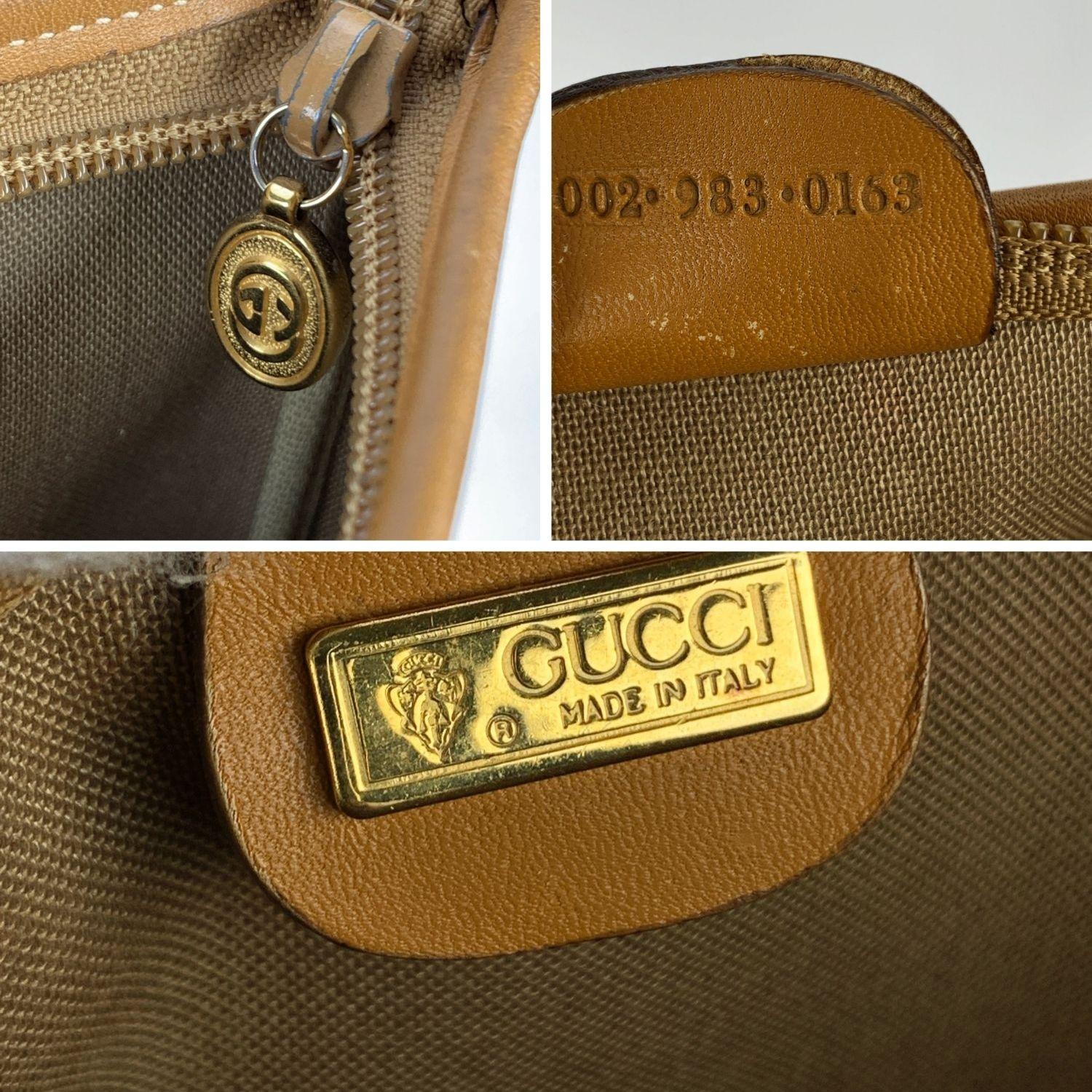 Gucci Vintage Beige GG Monogram Web Canvas  Tote Shopping Bag 2