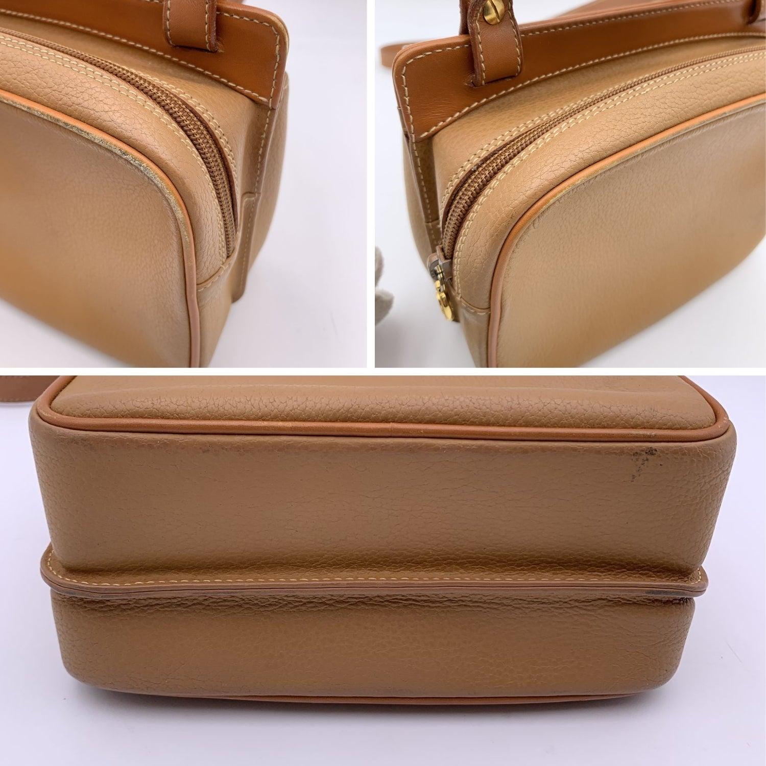Women's Gucci Vintage Beige Leather 2 Compartments Shoulder Bag