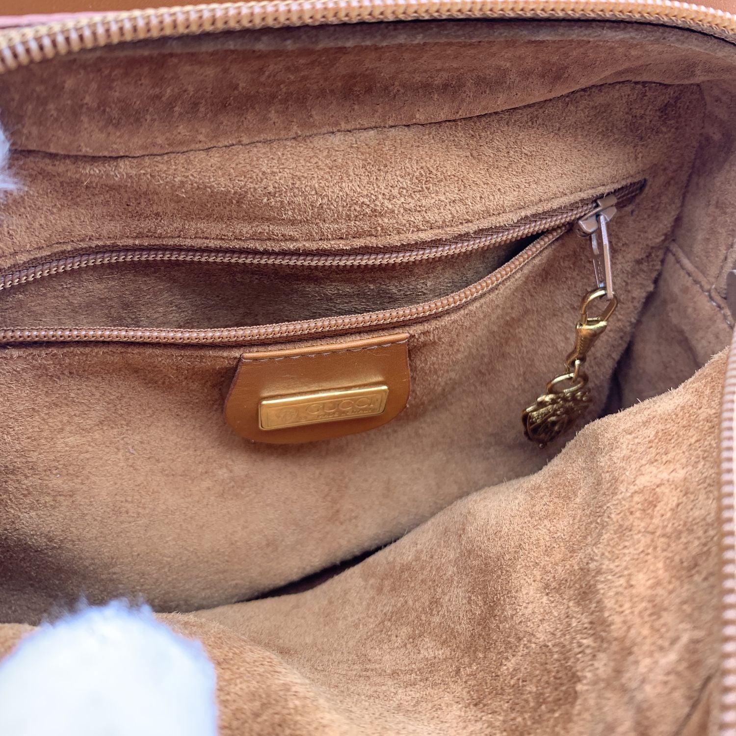 Gucci Vintage Beige Leather 2 Compartments Shoulder Bag 1