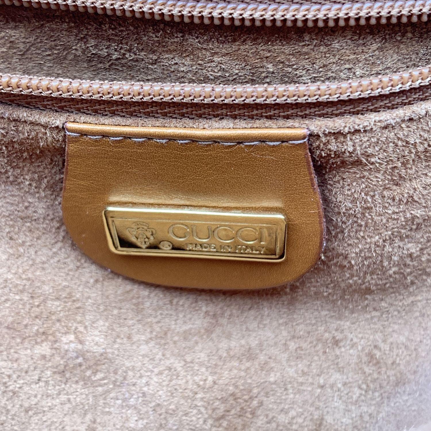 Gucci Vintage Beige Leather 2 Compartments Shoulder Bag 2