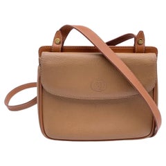 Gucci Vintage Beige Leather 2 Compartments Shoulder Bag