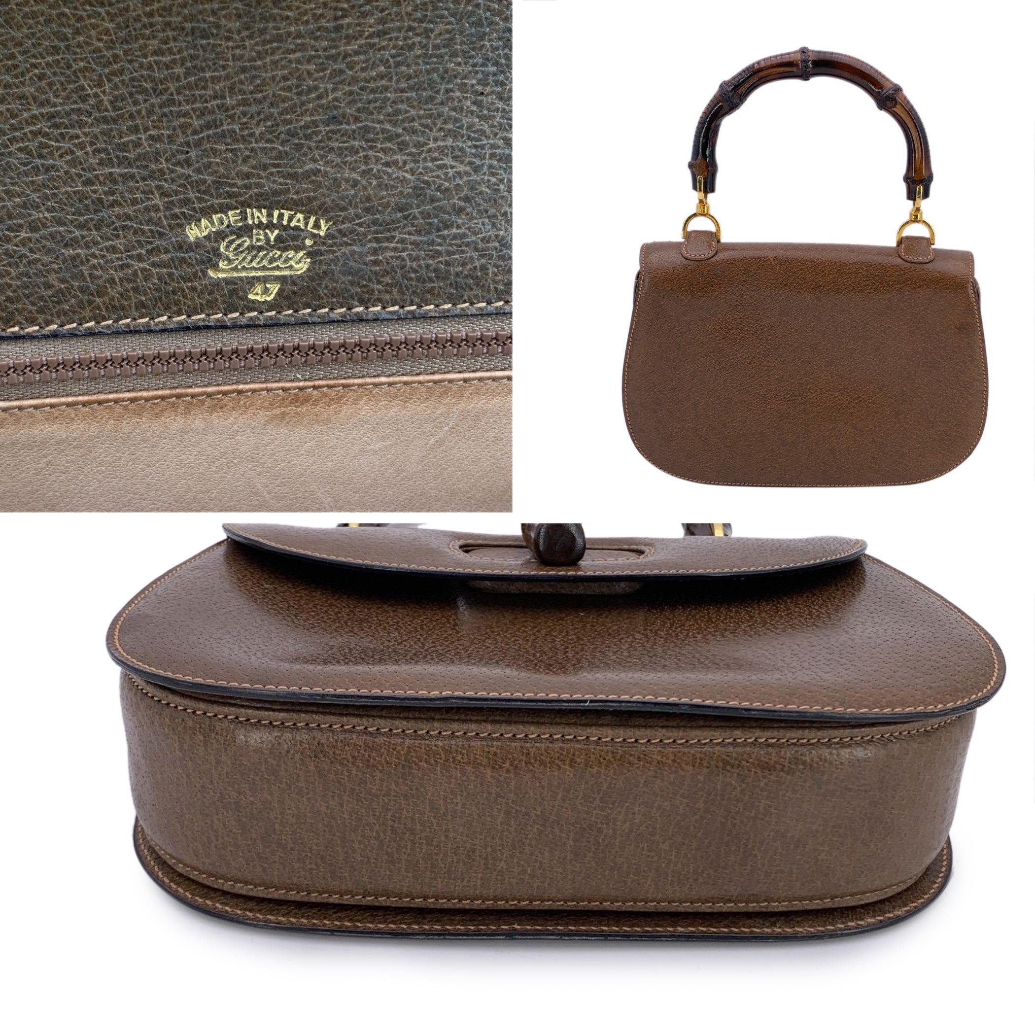 Gucci Vintage Beige Leather Bamboo Bag Top Handle Handbag In Good Condition For Sale In Rome, Rome