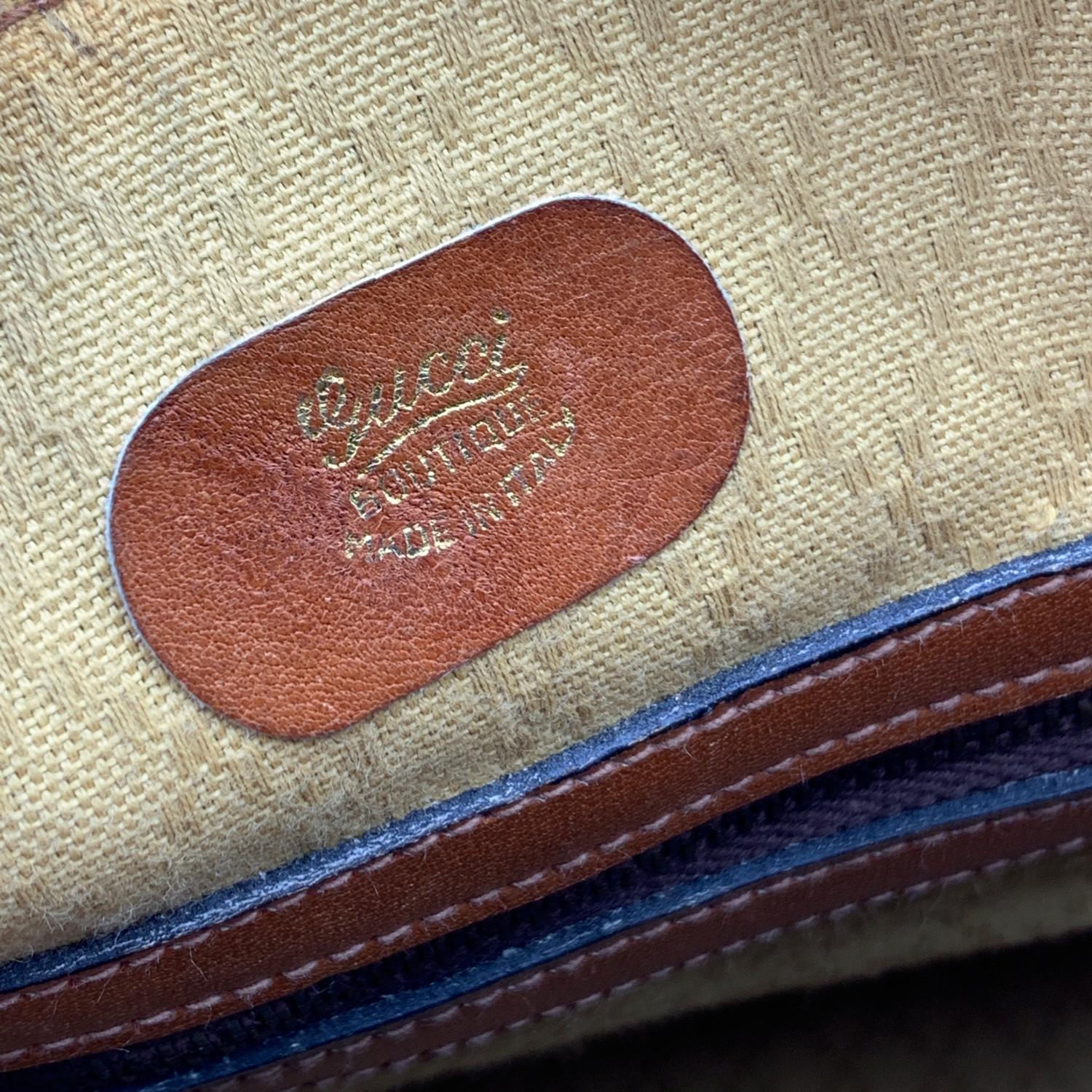 Gucci Vintage Beige Leather Boston Bag Satchel Handbag 2