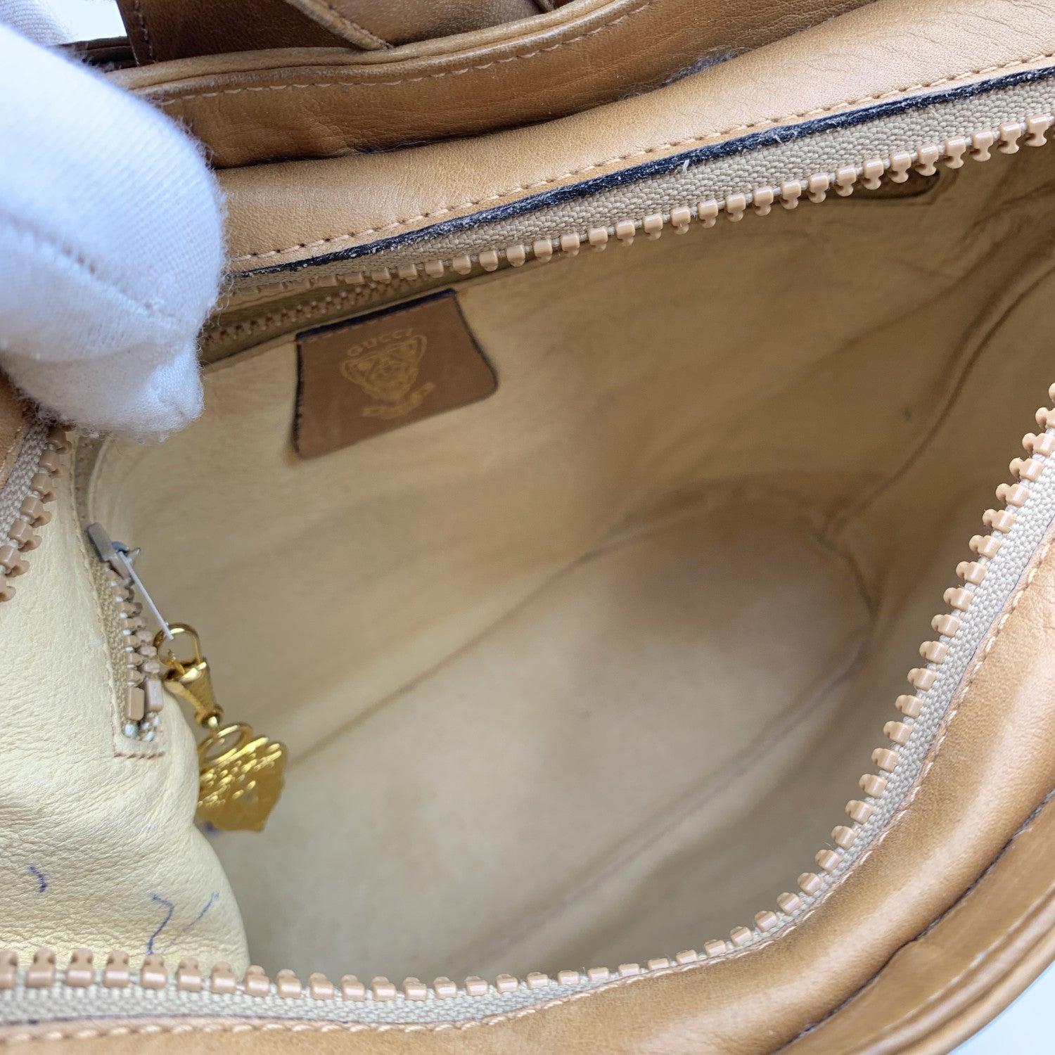 Gucci Vintage Beige Leather Bucket Shoulder Bag Handbag 1