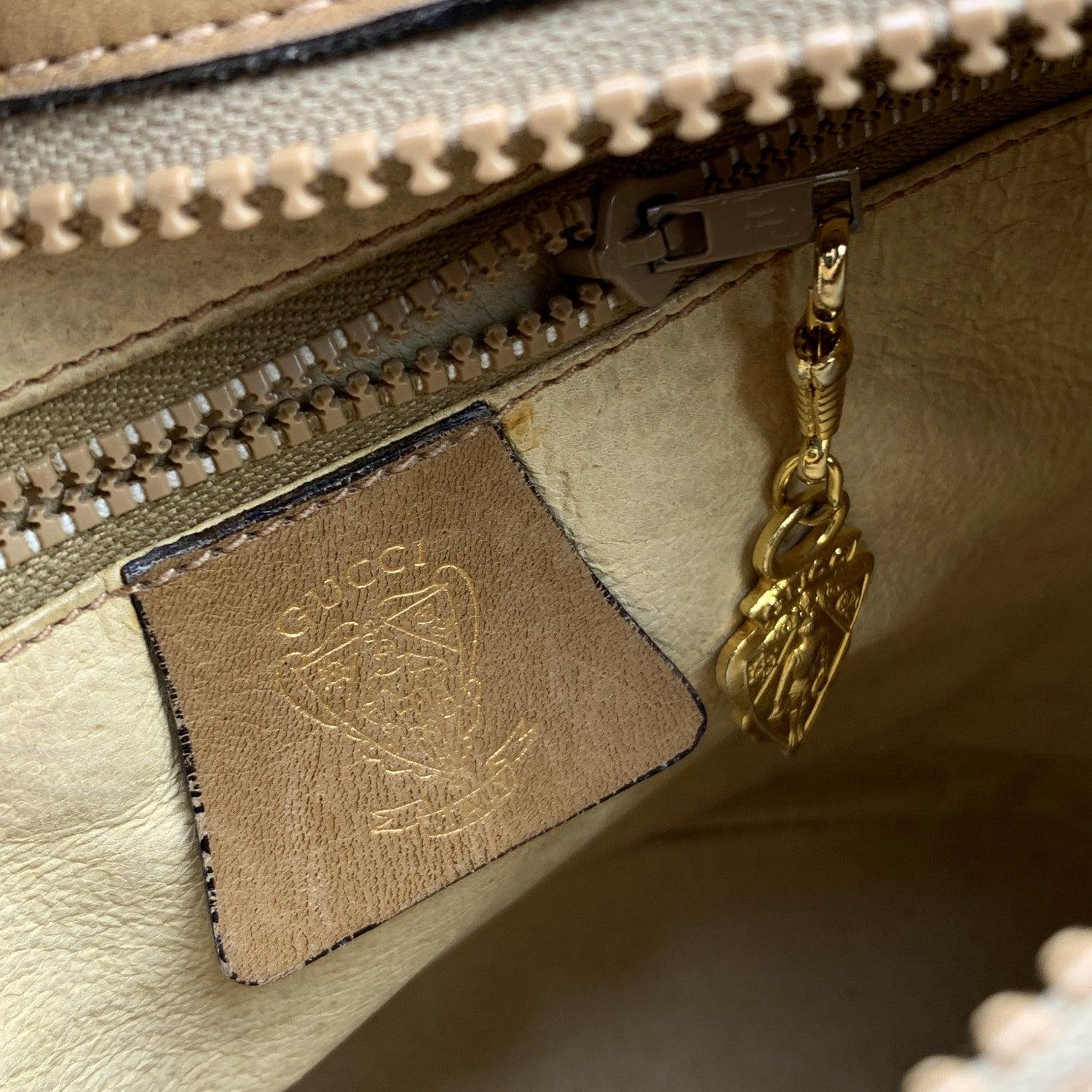 Gucci Vintage Beige Leather Bucket Shoulder Bag Handbag 2