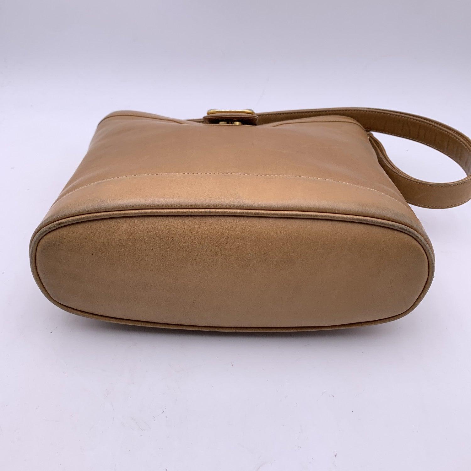 Gucci Vintage Beige Leather Bucket Shoulder Bag Handbag 4