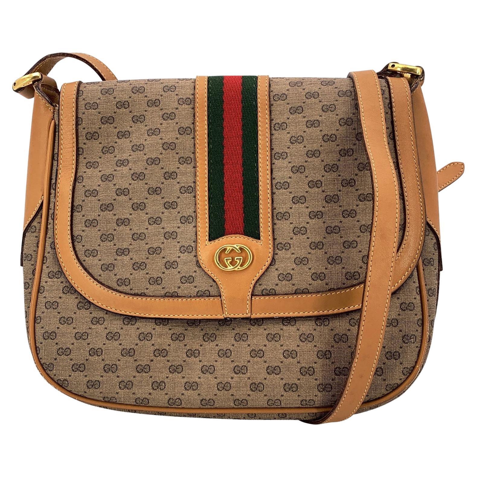 Gucci Vintage Beige Micro GG Monogram Canvas Crossbody Bag
